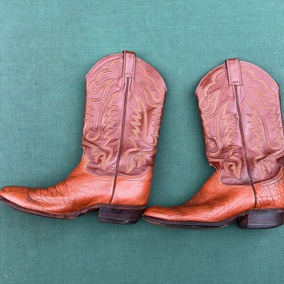 Justin Boots Vintage men’s Western Cowboy Size 19.5D Style 1443 USA Camel - Picture 2 of 11